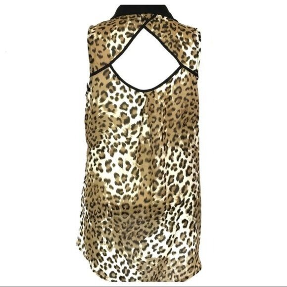 Hi Low Sheer Button Front Wing Tip Collar Top Large - Picture 1 of 8